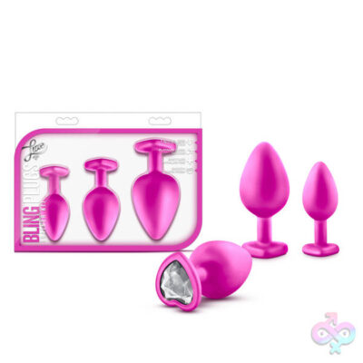 Luxe Bling Plugs Training Kit Pink with White Gems by Blush — three graduated gem anal plugs