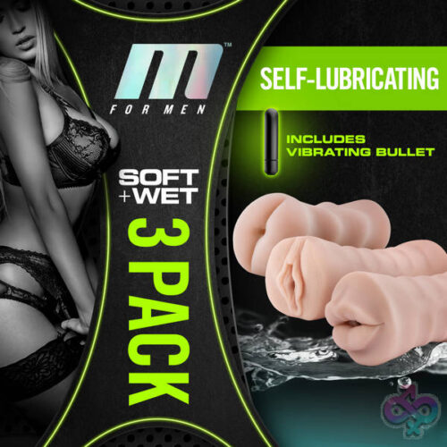 Blush Novelties Sex Toys - M for Men - 3-Pack Self-Lubricating Vibrating  Stroker Sleeve Kit - Vanilla