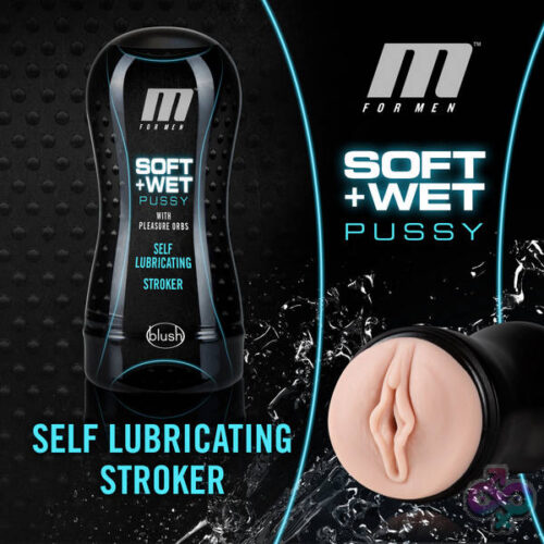 Blush Novelties Sex Toys - M for Men - Soft and Wet - Pussy With Pleasure Orbs - Self Lubricating Stroker Cup - Vanilla