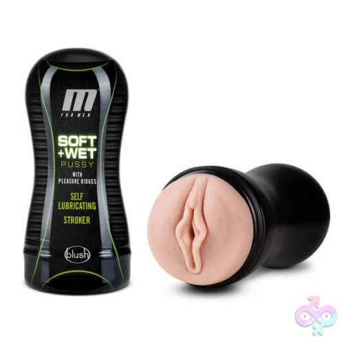 Blush Novelties Sex Toys - M for Men - Soft and Wet - Pussy With Pleasure Ridges - Self Lubricating Stroker Cup - Vanilla