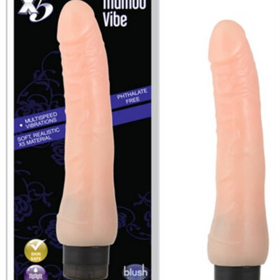 Mambo Vibe 9-inch realistic vibrator by Blush in beige — multi-speed, waterproof, phthalate-free TPR