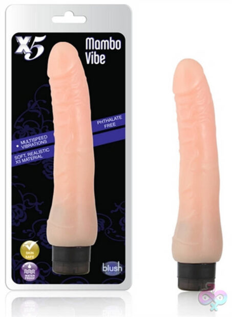 Mambo Vibe 9-inch realistic vibrator by Blush in beige — multi-speed, waterproof, phthalate-free TPR