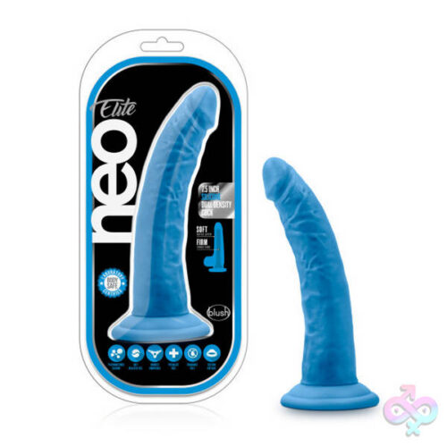 Blush Novelties Sex Toys - Neo Elite - 7.5 Inch Silicone Dual Density Cock - Neon Blue