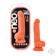 Blush Novelties Sex Toys - Neo Elite - 7.5 Inch Silicone Dual Density Cock  With Balls - Neon Orange
