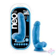 Blush Novelties Sex Toys - Neo Elite - 7 Inch Silicone Dual Density Cock  With Balls - Neon Blue