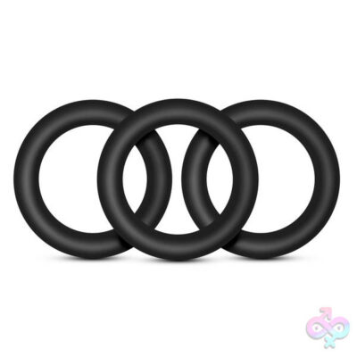 Premium Silicone Cockrings 3-Ring Set Small Black by Blush — latex free erection rings