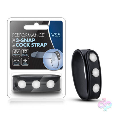 Blush Novelties Sex Toys - Performance - Vs5 - Silicone 3 - Snap Cock Strap - Black
