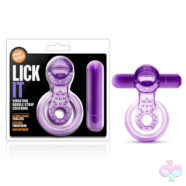 Blush Novelties Sex Toys - Play With Me - Lick It - Vibrating Double Strap Cockring - Purple