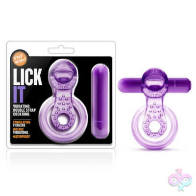 Blush Novelties Sex Toys - Play With Me - Lick It - Vibrating Double Strap Cockring - Purple
