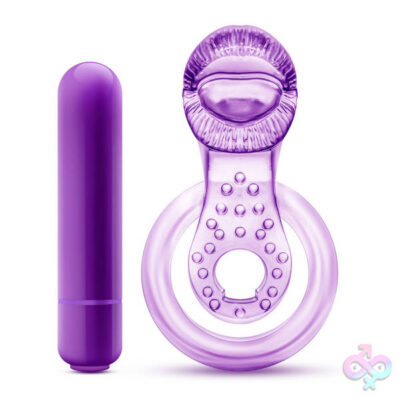 Play With Me Lick It Vibrating Double Strap Cockring Purple by Blush