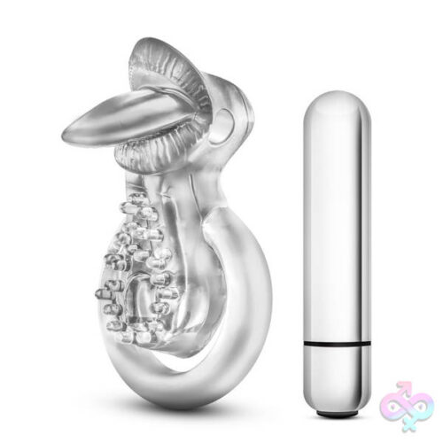 Blush Novelties Sex Toys - Stay Hard - 10 Function Vibrating Tongue Ring - Clear