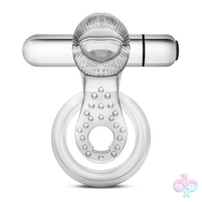 Stay Hard 10 Function Vibrating Tongue Ring Clear by Blush — vibrating cock and ball ring