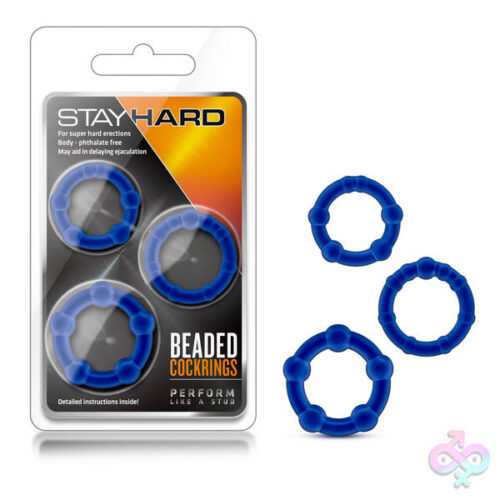 Stay Hard - Beaded Cock Rings - 3 Pack - Blue - Image 2