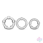 Beaded Cock Rings 3 Clear Pack by Blush — three-size set in body-safe TPE