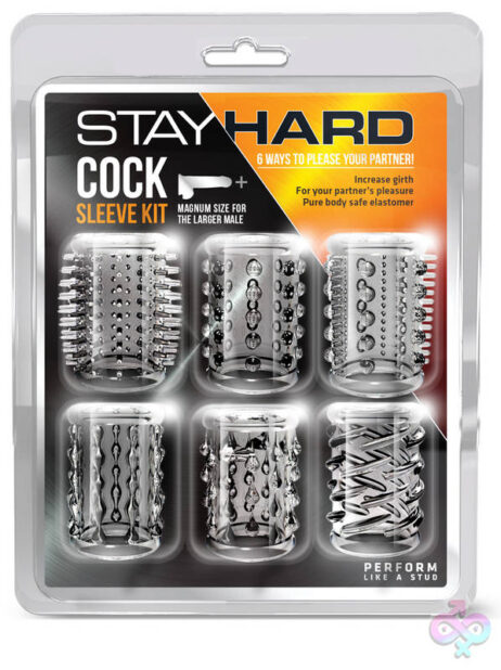 Stay Hard Cock Sleeve Kit Clear by Blush — 6 textured penis sleeves