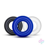 Stay Hard Donut Rings 3-Pack in Blue by Blush — phthalate-free elastomer cock rings for couples