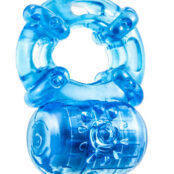 Blush Novelties Sex Toys - Stay Hard Reusable 5 Function Vibrating Cock Ring - Blue