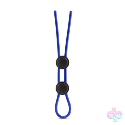 Stay Hard Silicone Double Loop Cock Ring in black by Blush — adjustable lasso-style fit
