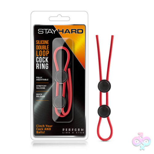Blush Novelties Sex Toys - Stay Hard - Silicone Double Loop Cock Ring  - Red