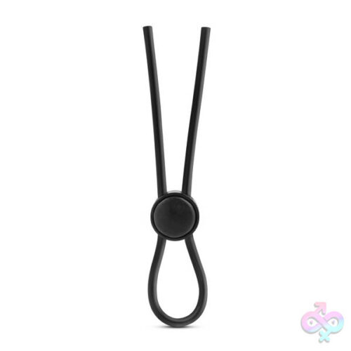Cock Ring And Ball Separator — Blush Novelties Stay Hard Silicone Loop Penis Ring In Black Bl-31095