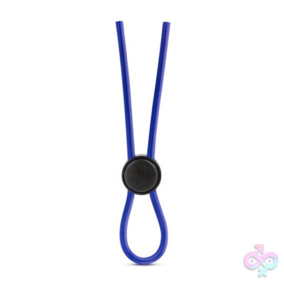Stay Hard Silicone Loop Cock Ring in black by Blush Novelties — adjustable lasso-style design