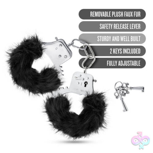Blush Novelties Sex Toys - Temptasia - Plush Fur Cuffs - Black