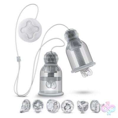Temptasia Titillator Nipple Play by Blush — clear cylinders with rotating attachments and wired remote