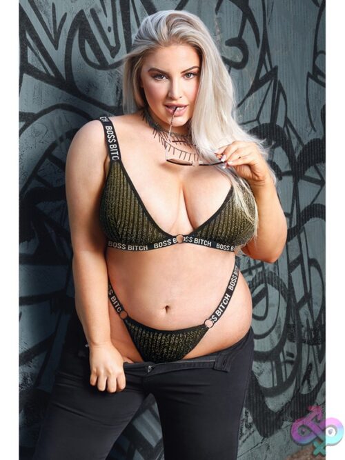 Metallic Rib Knit Bralette &Amp; Thong Set - Image 2