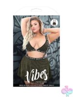 Black and gold metallic rib knit suspender skirt in queen size with adjustable straps
