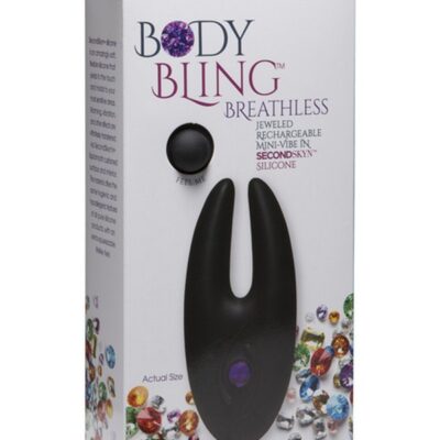 Purple flexible bunny-ear mini vibe with rhinestone button in warming silicone by Doc Johnson