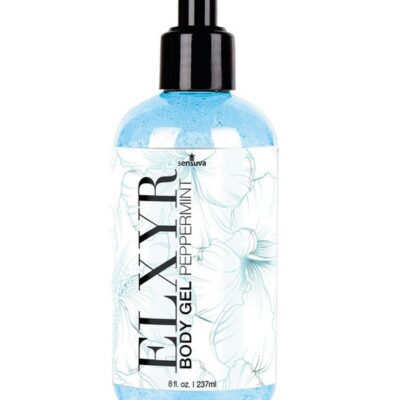 Cooling peppermint body gel blue bottle 8 oz by Sensuva