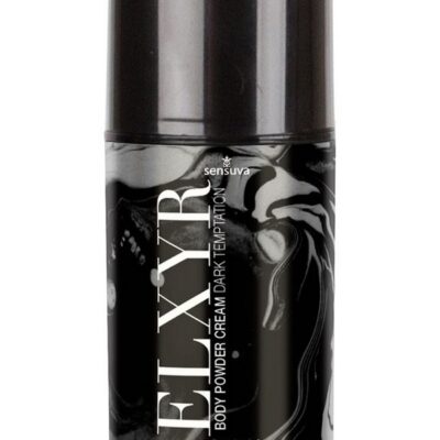 Dark Temptations liquid-to-powder body cream in black 1.7 oz bottle by Sensuva