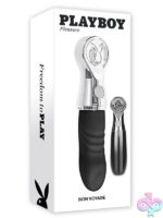 Black tapping rabbit vibrator with ombre chrome travel case by Playboy Pleasure