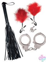 Bondage Whip, Feather & Cuffs Set – Red - Image 3
