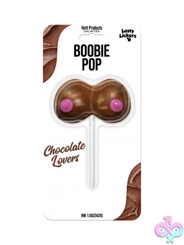 Discreet-Toys-Boobies-Pop-Chocolate-Lovers-Nu-Hp-3529 Chocolate-Flavored Boobie-Shaped Novelty Candy Pop In Brown By Hott Products