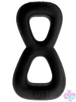 double cockring ballstretcher Boomerang by Oxballs in black blue and clear