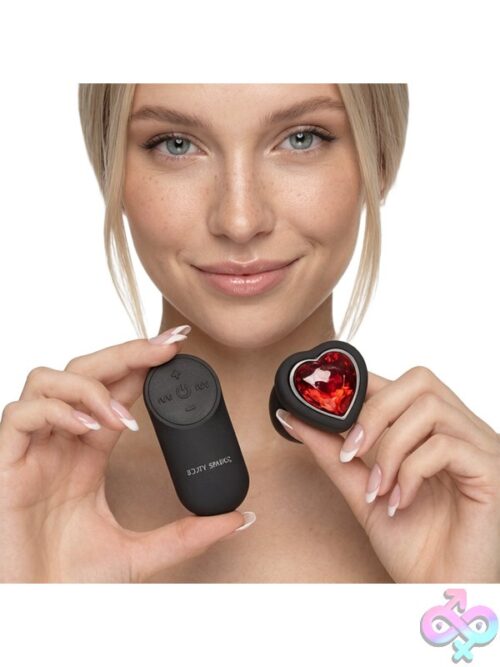 28X Silicone Vibrating Red Heart Anal Plug With Remote - Small - Image 6