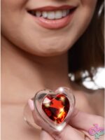 Red Heart Gem Glass Anal Plug - Image 4