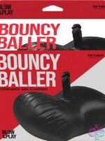 Black inflatable seat cushion with removable dildo and foot pump by Hott Products