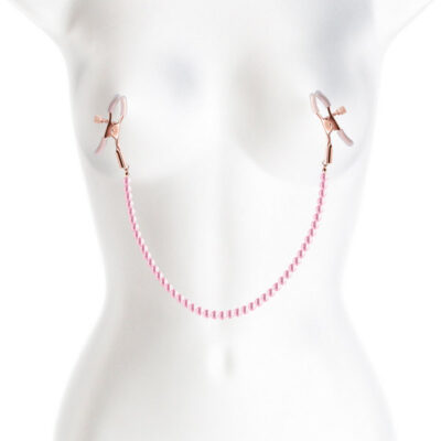 Bound Nipple Clamps DC1 Pink by nsnovelties — adjustable metal clamps with gold finish and silicone tips