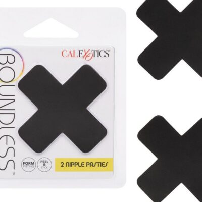 Black X-shape nipple pasties with self-adhesive backing by California Exotic Novelties