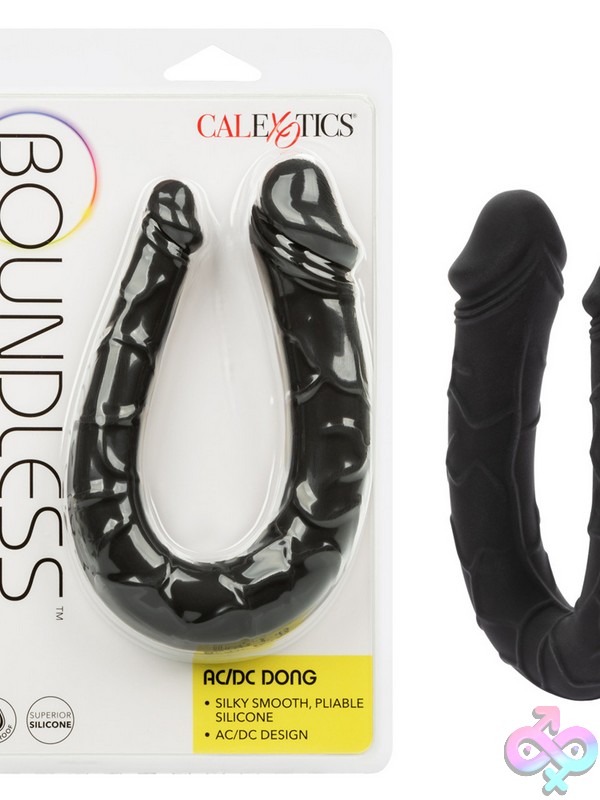 Discreet-Toys-Boundless-Ac-Dc-Dong-Black-Nu-Se-2700-58-2 Boundless Ac/Dc U-Shaped Silicone Double Dong Shown In Black And Yellow Colorways