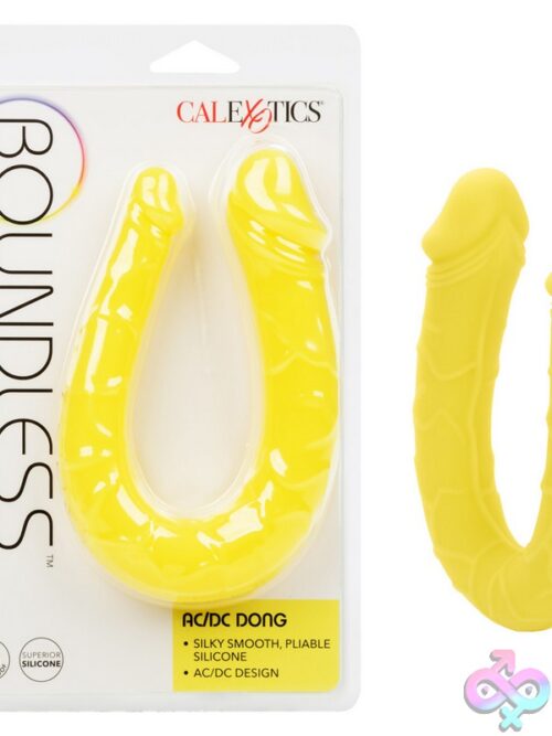 Boundless Ac/Dc U-Shaped Silicone Double Dong Shown In Black And Yellow Colorways