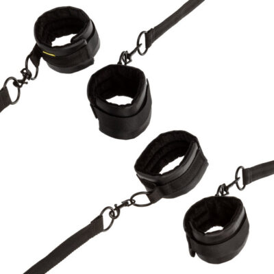 Boundless Bed Restraint by CalExotics — black fabric cuffs with metal O-ring hardware
