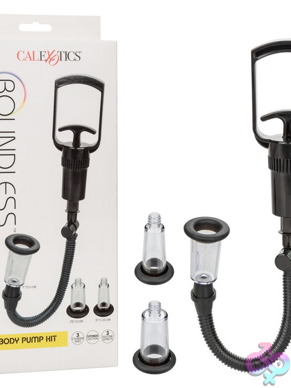 Discreet-Toys-Boundless-Body-Pump-Kit-Nu-Se-2699-50-3 Boundless Body Pump Kit With Three Black Cylinders And Silicone Donuts By California Exotic Novelties