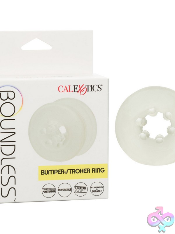 Discreet-Toys-Boundless-Bumper-Stroker-Ring-Nu-Se-2698-50-3 White Silicone Bumper Stroker Ring Reversible Textured Design By California Exotic Novelties