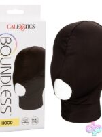 Boundless sensory deprivation hood in black with open-mouth design by California Exotic Novelties
