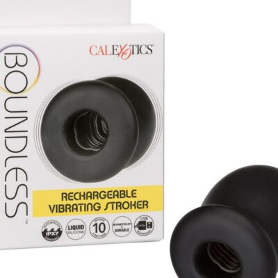 Boundless rechargeable vibrating stroker in black liquid silicone by California Exotic Novelties