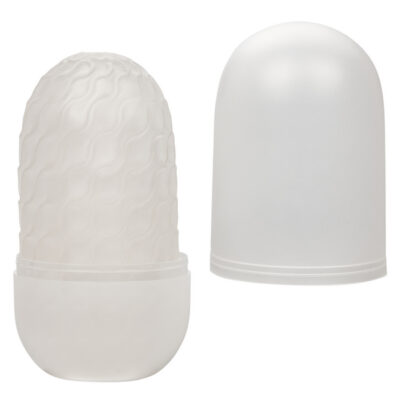 Nubby Stroker Boundless Reversible by CalExotics in White — compact travel masturbator