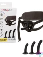 Boundless Silicone Curve Pegging Kit in black with adjustable harness and three curved probes by California Exotic Novelties